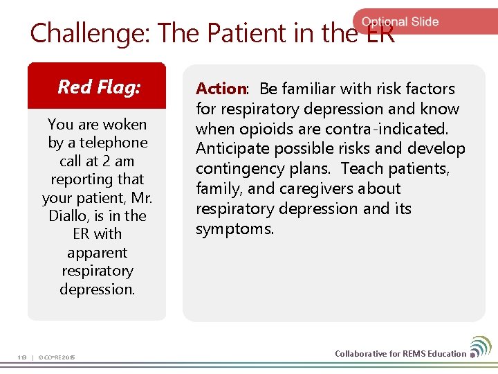 Challenge: The Patient in the ER Red Flag: You are woken by a telephone