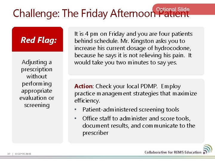 Challenge: The Friday Afternoon Patient Red Flag: Adjusting a prescription without performing appropriate evaluation