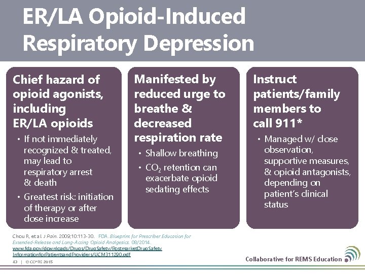 ER/LA Opioid-Induced Respiratory Depression Chief hazard of opioid agonists, including ER/LA opioids • If