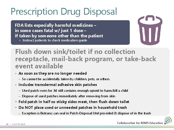 Prescription Drug Disposal FDA lists especially harmful medicines – in some cases fatal w/