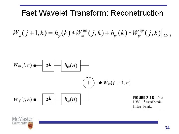 Fast Wavelet Transform: Reconstruction 34 Fast Wavelet Transform: Reconstruction 34