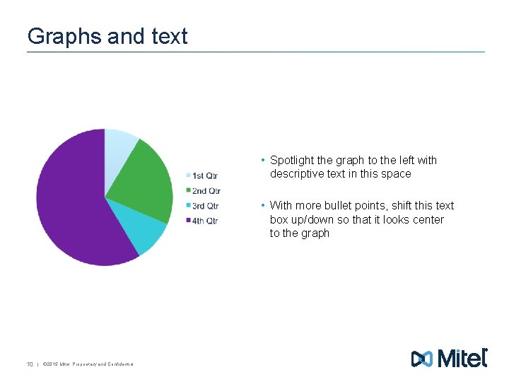Graphs and text • Spotlight the graph to the left with descriptive text in