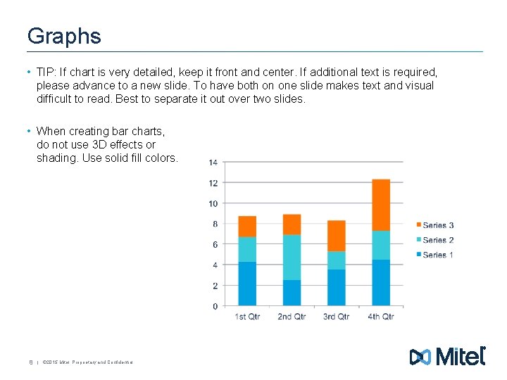 Graphs • TIP: If chart is very detailed, keep it front and center. If
