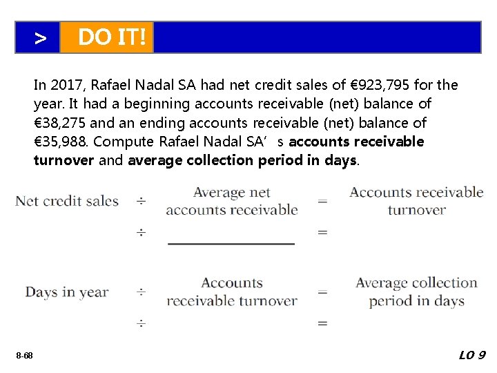 > DO IT! In 2017, Rafael Nadal SA had net credit sales of €