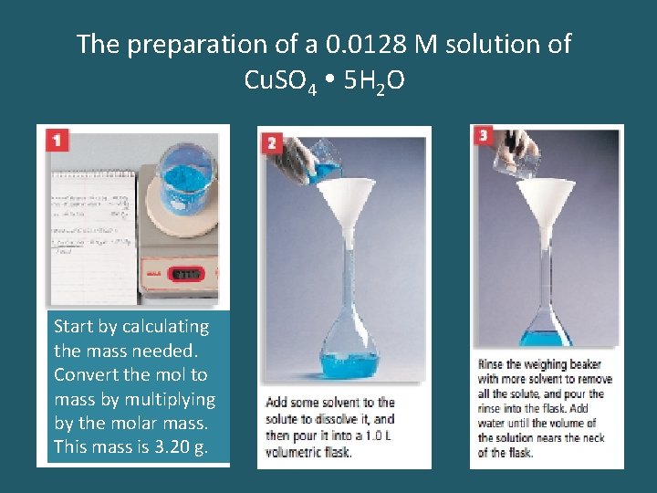 The preparation of a 0. 0128 M solution of Cu. SO 4 5 H