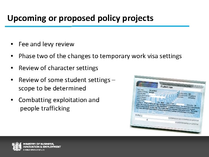 Upcoming or proposed policy projects • Fee and levy review • Phase two of