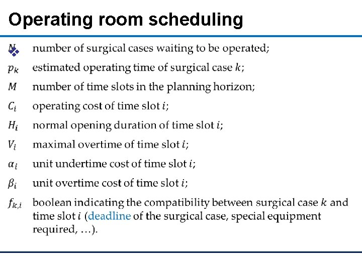 Operating room scheduling v 
