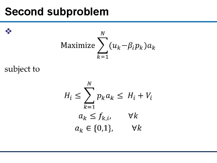 Second subproblem v 