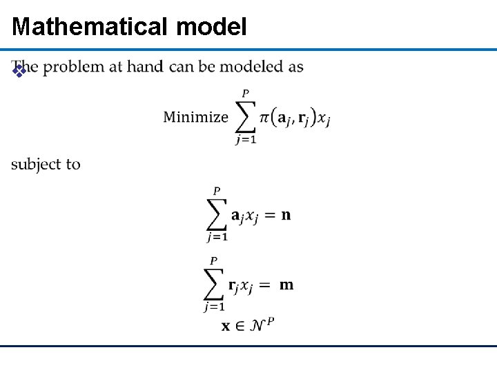 Mathematical model v 