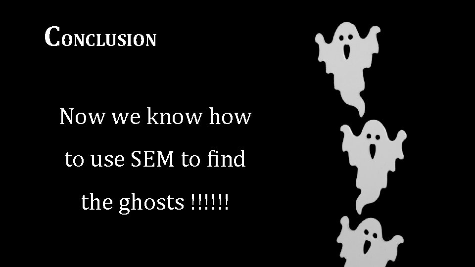 CONCLUSION Now we know how to use SEM to find the ghosts !!!!!! 