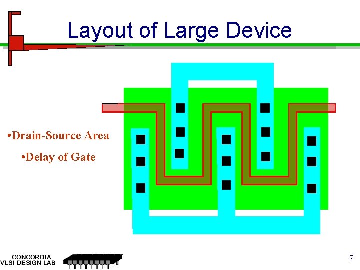 Layout of Large Device • Drain-Source Area • Delay of Gate 7 
