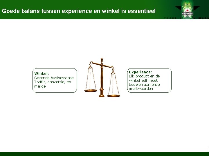 Goede balans tussen experience en winkel is essentieel Winkel: Gezonde businesscase: Traffic, conversie, en