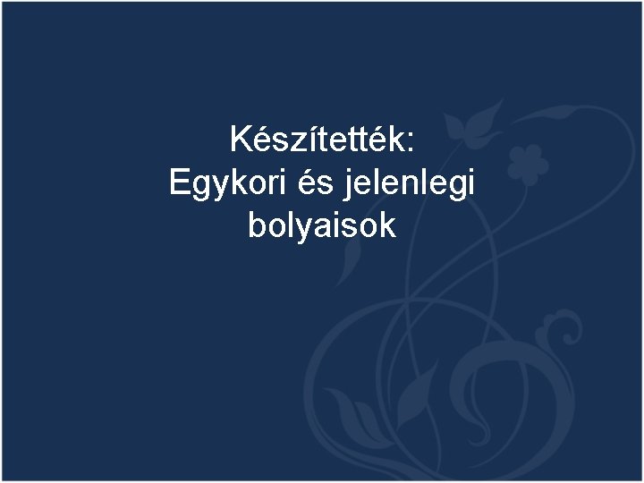 Készítették: Egykori és jelenlegi bolyaisok 