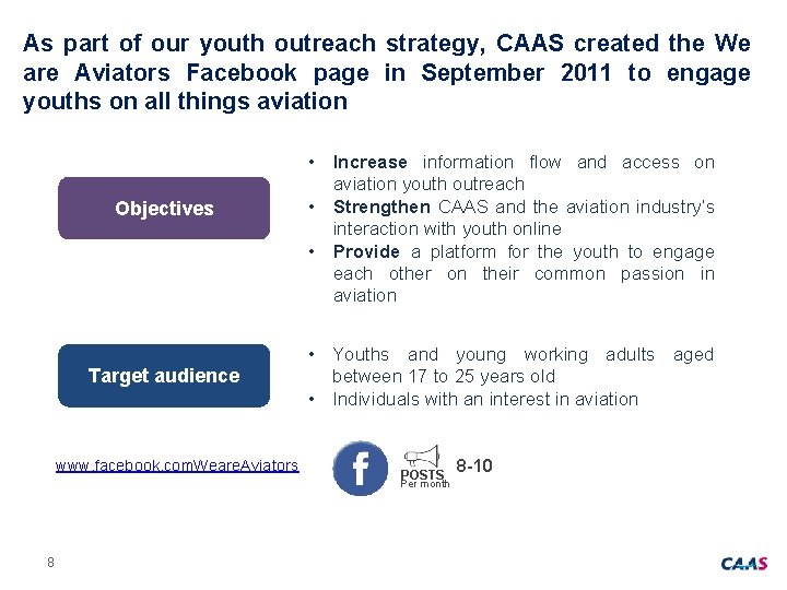 As part of our youth outreach strategy, CAAS created the We are Aviators Facebook