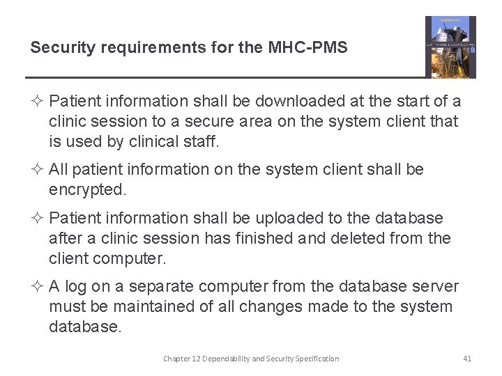 Security requirements for the MHC-PMS ² Patient information shall be downloaded at the start