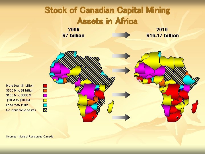 Stock of Canadian Capital Mining Assets in Africa 2006 $7 billion More than $1