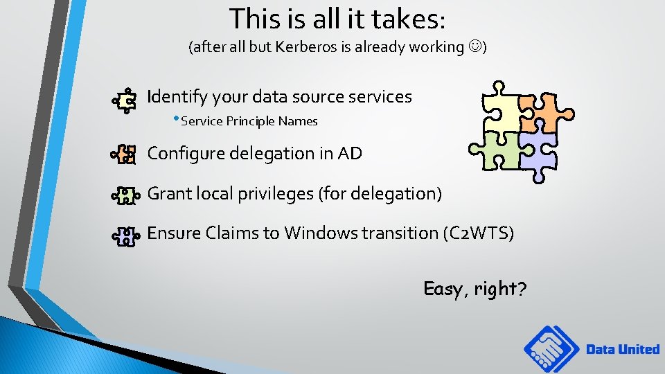 This is all it takes: (after all but Kerberos is already working ) Identify