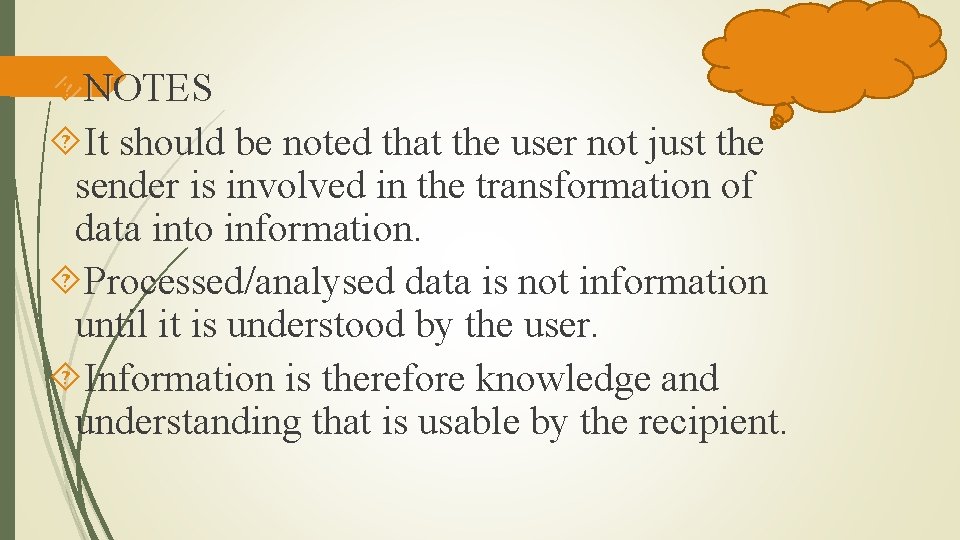  NOTES It should be noted that the user not just the sender is