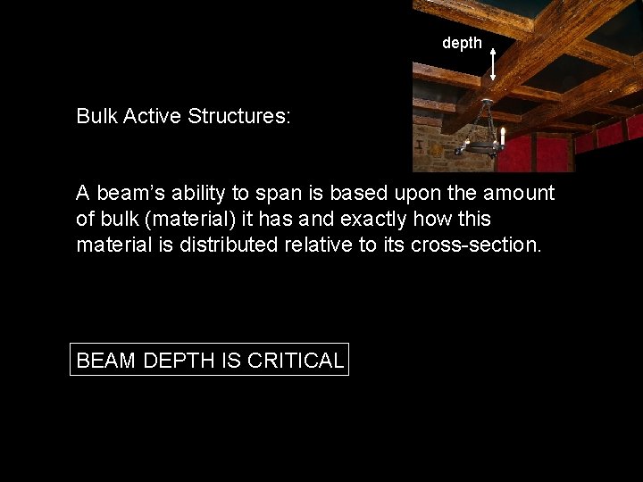 depth Bulk Active Structures: A beam’s ability to span is based upon the amount