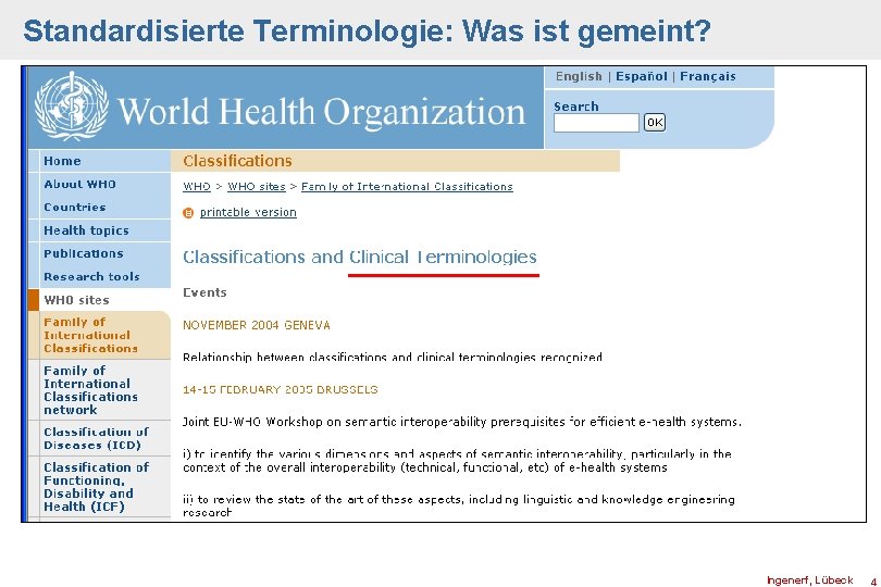 Standardisierte Terminologie: Was ist gemeint? Ingenerf, Lübeck 4 