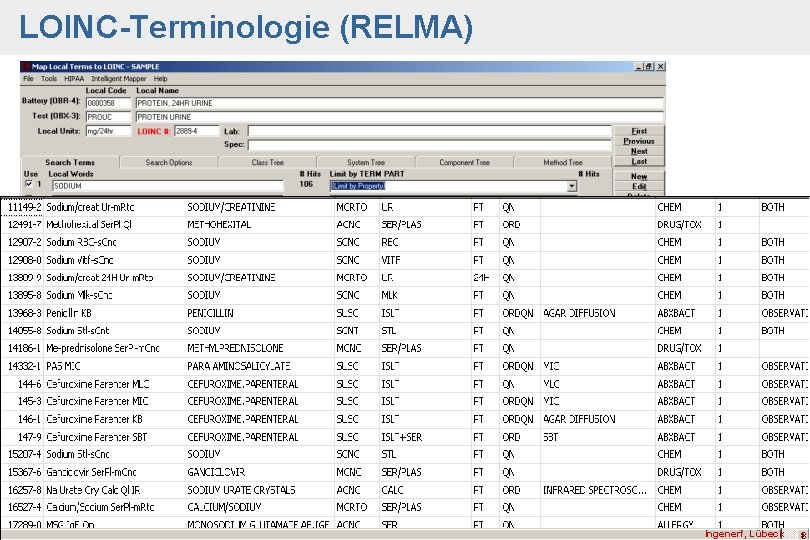 LOINC-Terminologie (RELMA) Ingenerf, Lübeck 8 