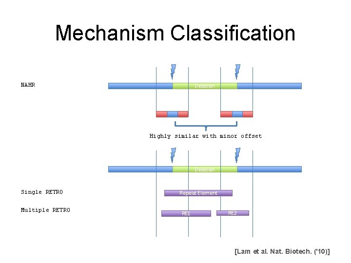 Mechanism Classification NAHR Deletion Highly similar with minor offset Deletion Single RETRO Multiple RETRO