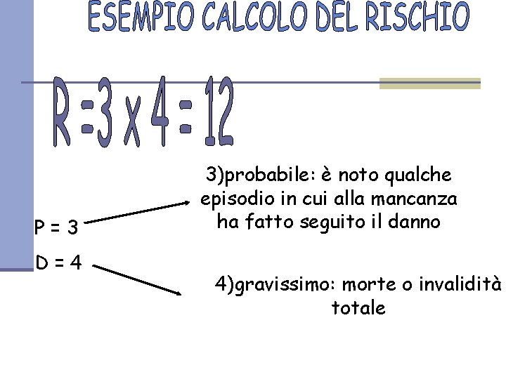 P=3 D=4 3)probabile: è noto qualche episodio in cui alla mancanza ha fatto seguito