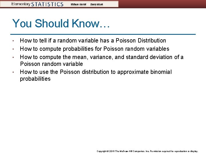 You Should Know… • • How to tell if a random variable has a