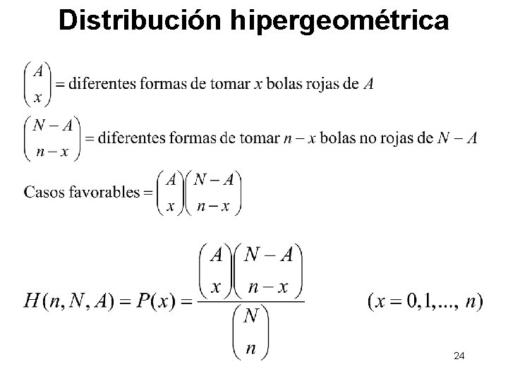 Distribución hipergeométrica 24 