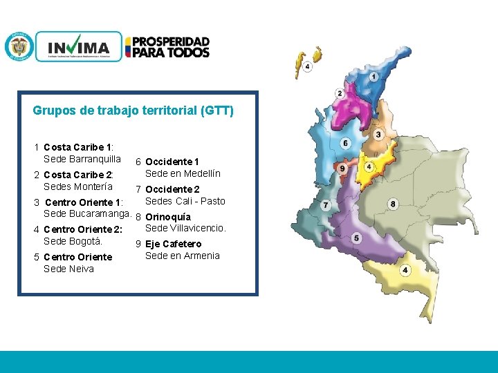 Grupos de trabajo territorial (GTT) 1 Costa Caribe 1: Sede Barranquilla 2 Costa Caribe