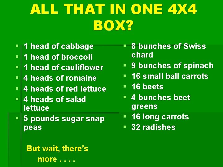 ALL THAT IN ONE 4 X 4 BOX? § § § 1 head of