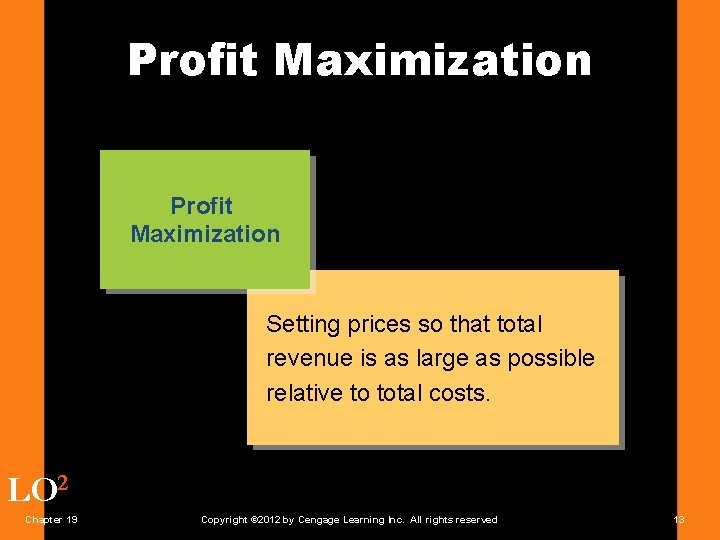 Profit Maximization Setting prices so that total revenue is as large as possible relative