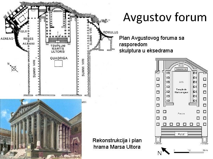 Avgustov forum Plan Avgustovog foruma sa rasporedom skulptura u eksedrama Rekonstrukcija i plan hrama