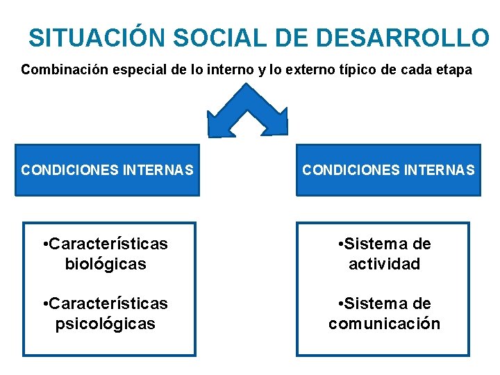 SITUACIÓN SOCIAL DE DESARROLLO Combinación especial de lo interno y lo externo típico de