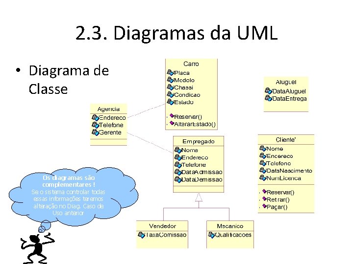 2. 3. Diagramas da UML • Diagrama de Classe Os diagramas são complementares !