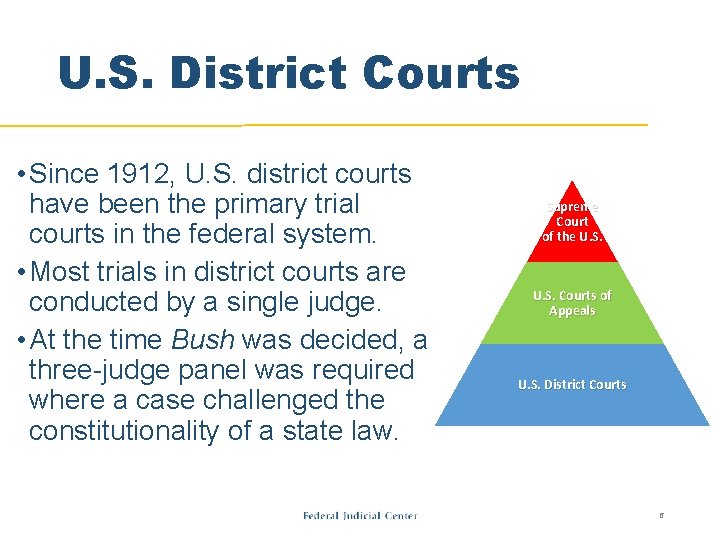 U. S. District Courts • Since 1912, U. S. district courts have been the