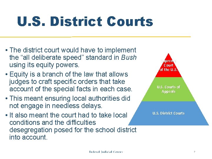 U. S. District Courts • The district court would have to implement the “all