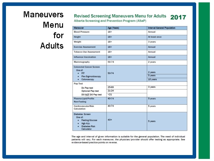 Maneuvers Menu for Adults 