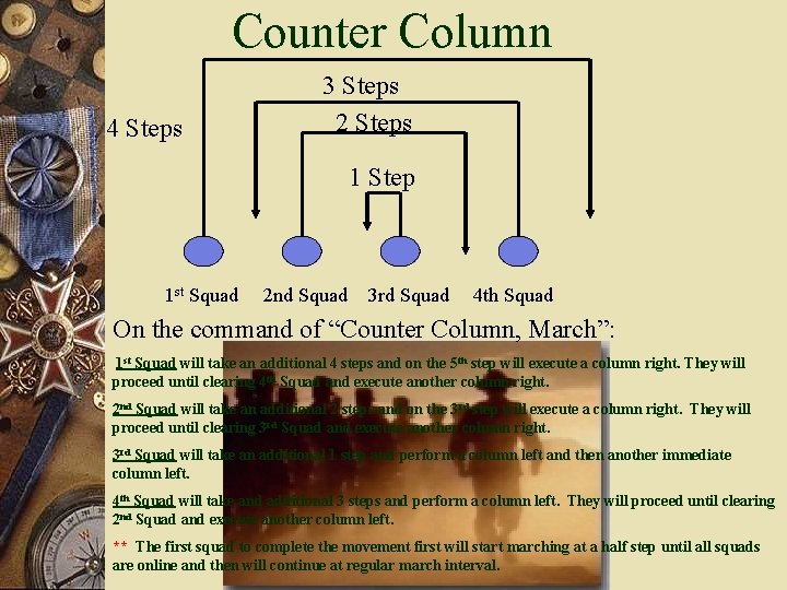 Counter Column 4 Steps 3 Steps 2 Steps 1 Step 1 st Squad 2