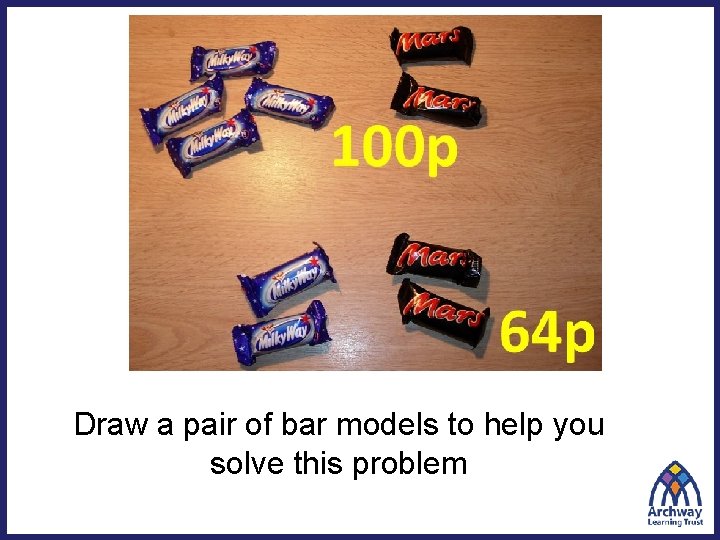 Draw a pair of bar models to help you solve this problem 