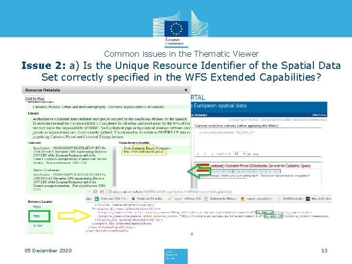 Common issues in the Thematic Viewer Issue 2: a) Is the Unique Resource Identifier