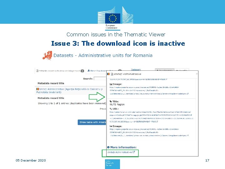 Common issues in the Thematic Viewer Issue 3: The download icon is inactive 05
