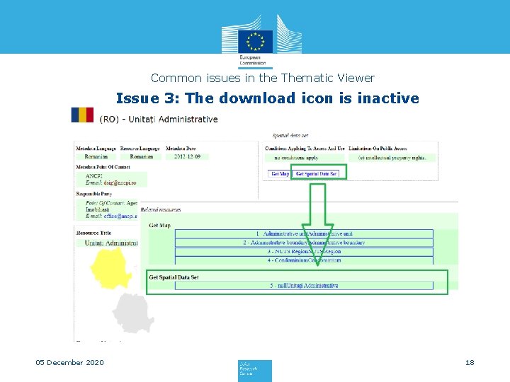 Common issues in the Thematic Viewer Issue 3: The download icon is inactive 05