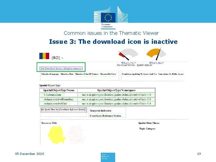 Common issues in the Thematic Viewer Issue 3: The download icon is inactive 05