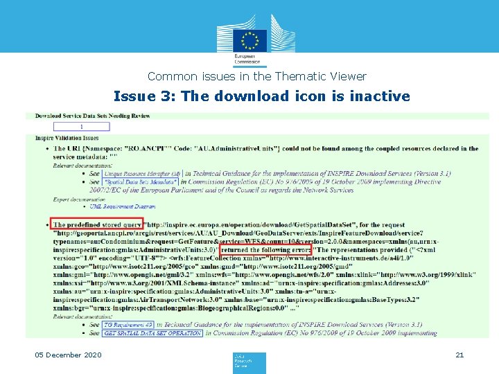 Common issues in the Thematic Viewer Issue 3: The download icon is inactive 05