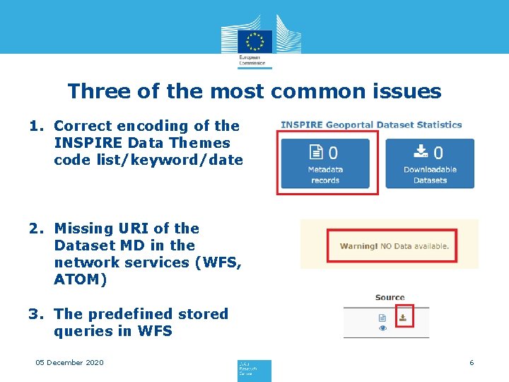 Three of the most common issues 1. Correct encoding of the INSPIRE Data Themes