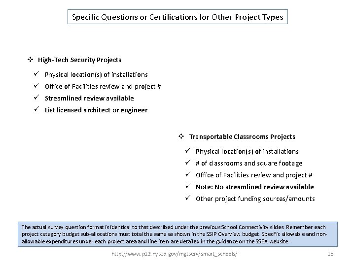 Specific Questions or Certifications for Other Project Types v High-Tech Security Projects ü Physical