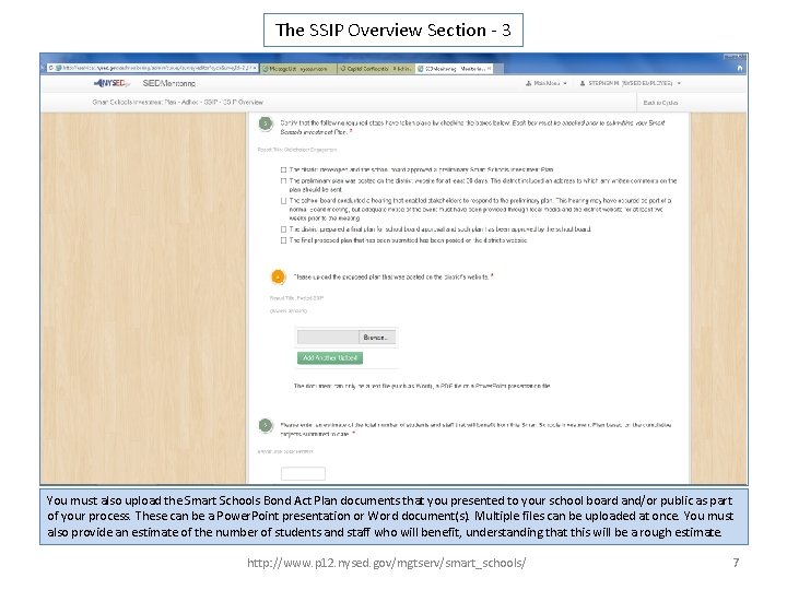 The SSIP Overview Section - 3 You must also upload the Smart Schools Bond