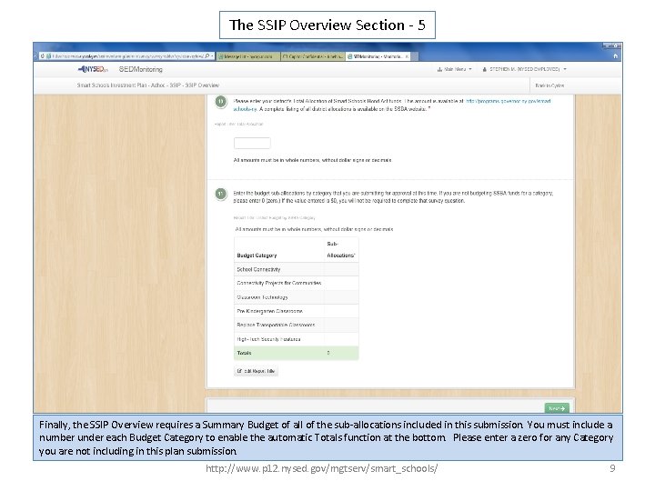 The SSIP Overview Section - 5 Finally, the SSIP Overview requires a Summary Budget