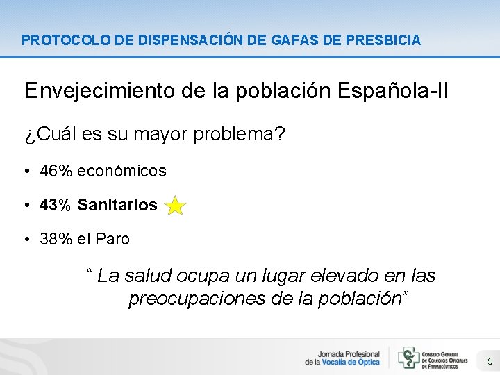 PROTOCOLO DE DISPENSACIÓN DE GAFAS DE PRESBICIA Envejecimiento de la población Española-II ¿Cuál es
